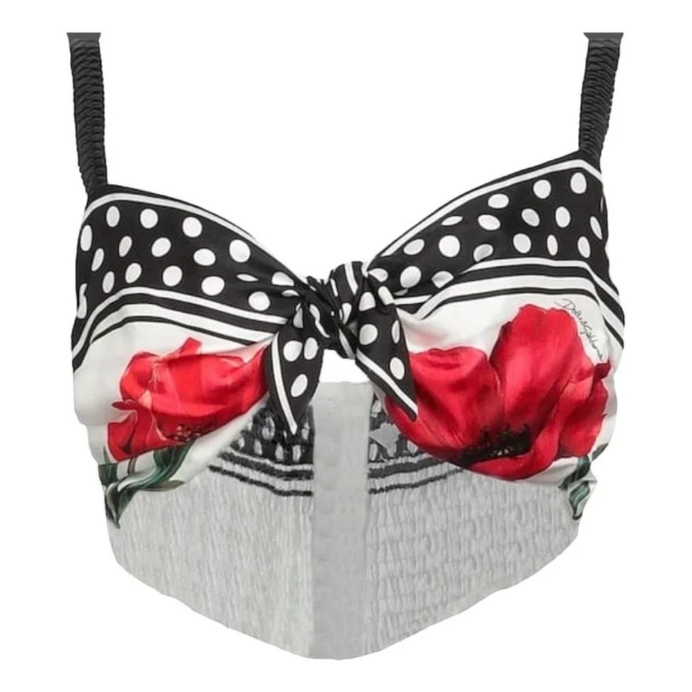 Dolce & Gabbana Polka Dot and Red Floral silk crop top
Sz 46/10